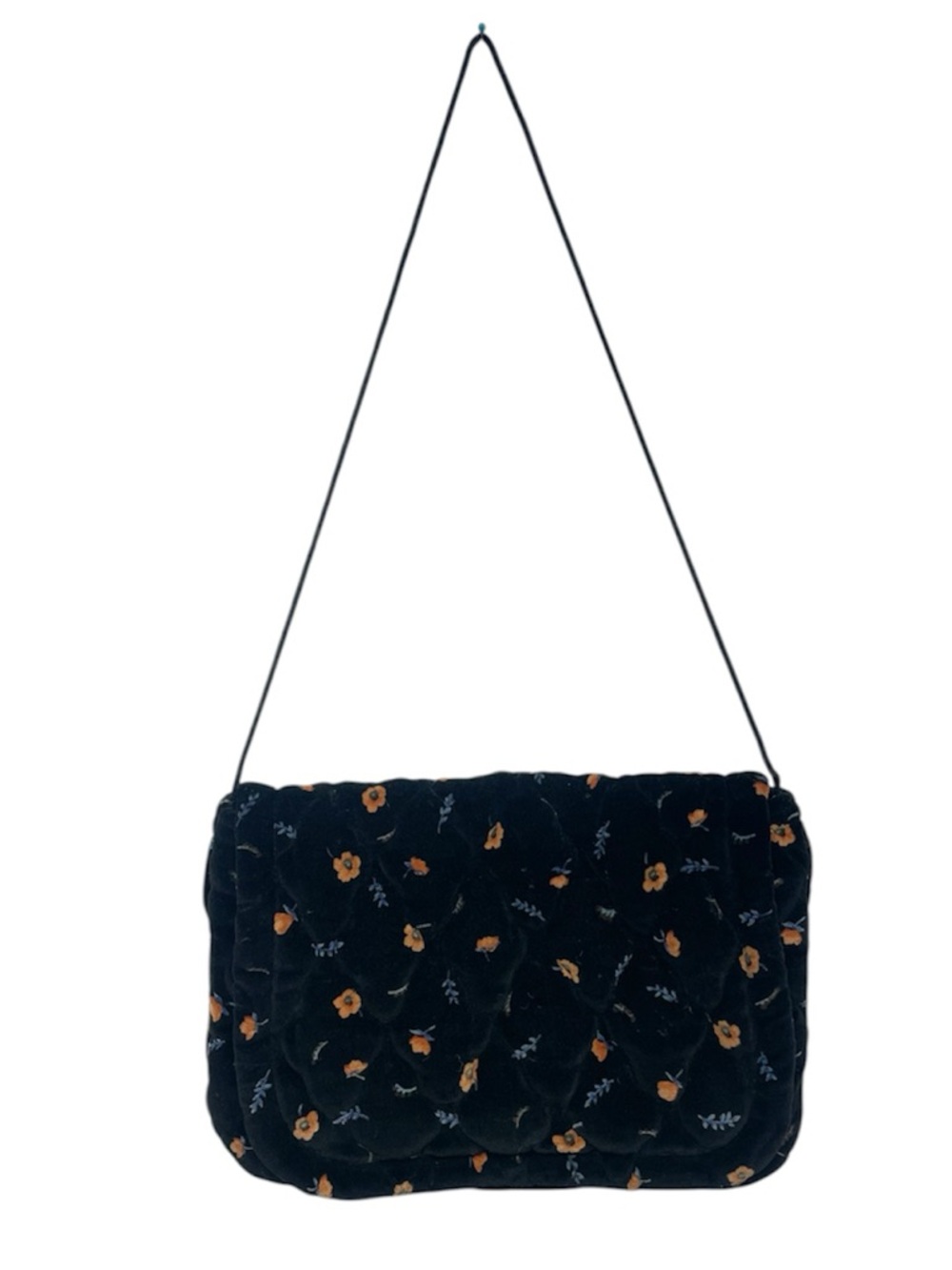 New Beginnings Velvet Floral Shoulder Bag Black Cottagecore Quilted Purse Boho